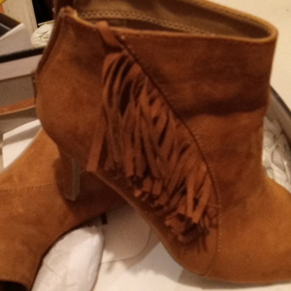 Cognac Peep Toe Booties
